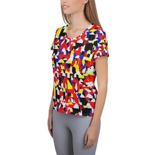 Electric Tesselation on a Women's Athletic T-Shirt