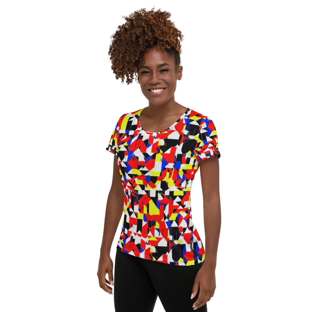 Electric Tesselation on Women's Athletic T-Shirt — Left
