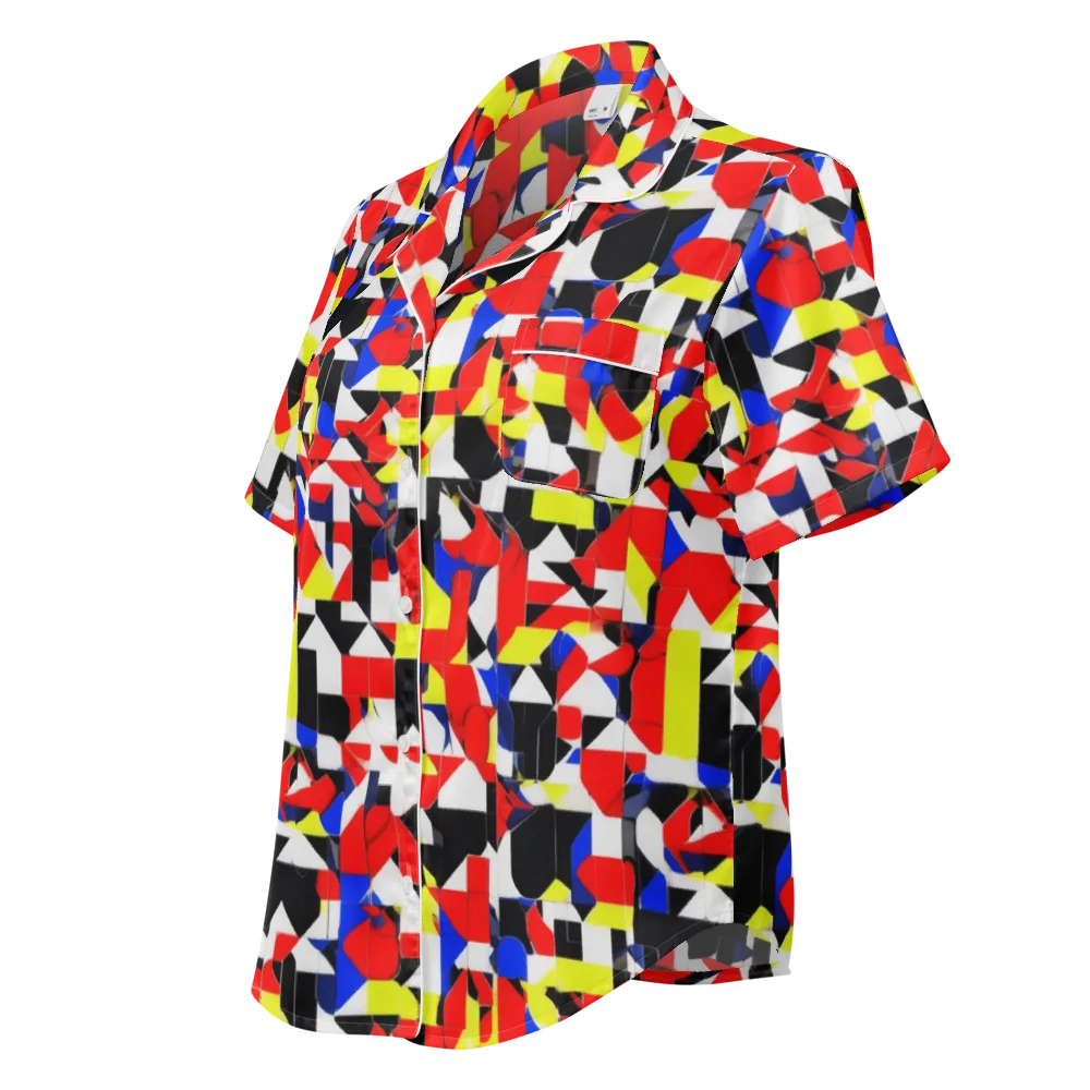 Electric Tesselation on Women's Short Sleeve Pajama Top — Left Front