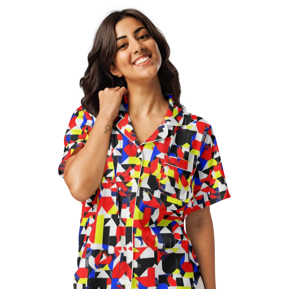Electric Tesselation on Women's Short Sleeve Pajama Top — Front