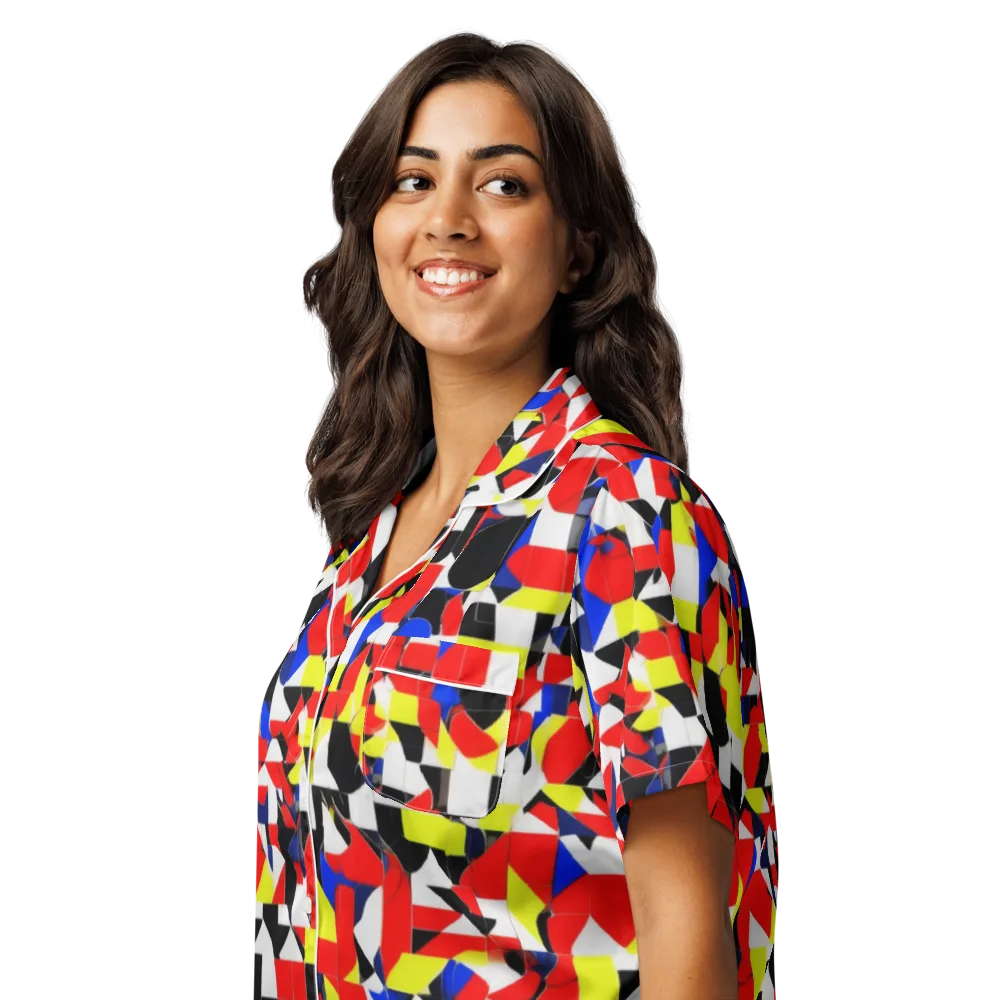 Electric Tesselation on Women's Short Sleeve Pajama Top — Left Front