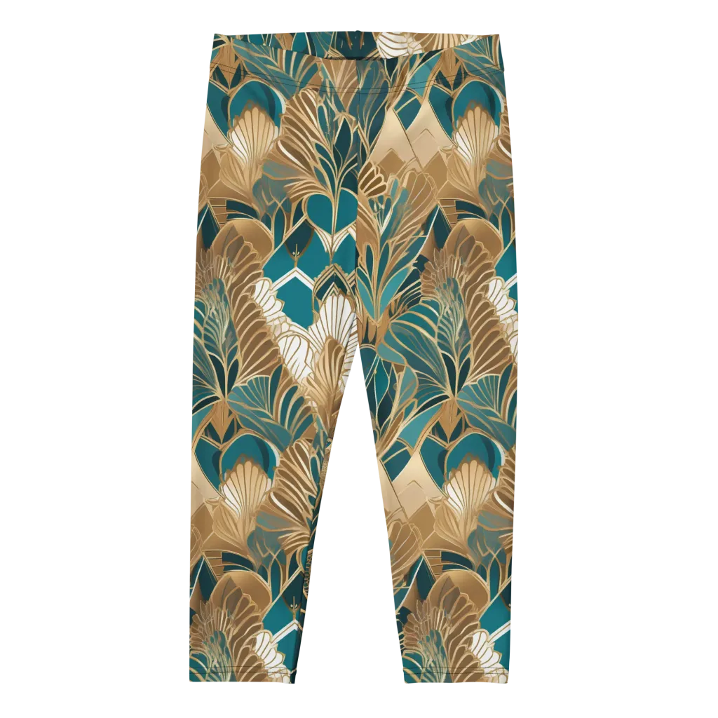 Gilded Peacock Garden on Capri Leggings — Front