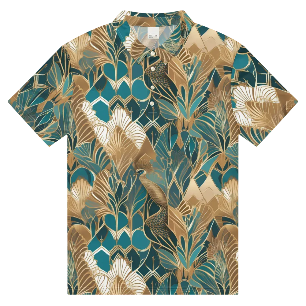 Gilded Peacock Garden on Men's Slim Fit Polo Shirt — Front