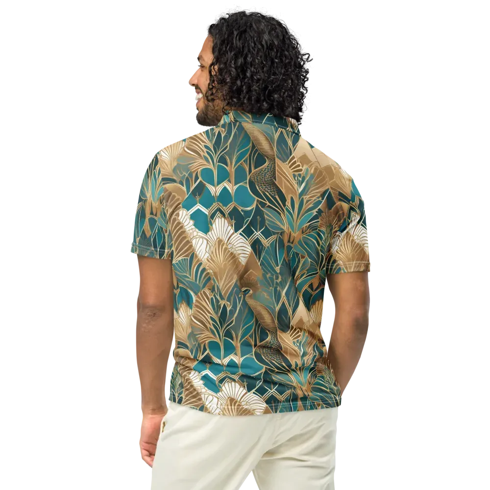 Gilded Peacock Garden on Men's Slim Fit Polo Shirt — Back