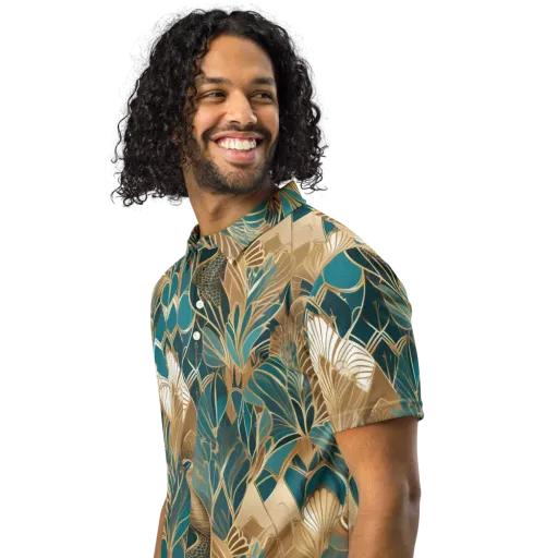 Gilded Peacock Garden on a Men's Slim Fit Polo Shirt