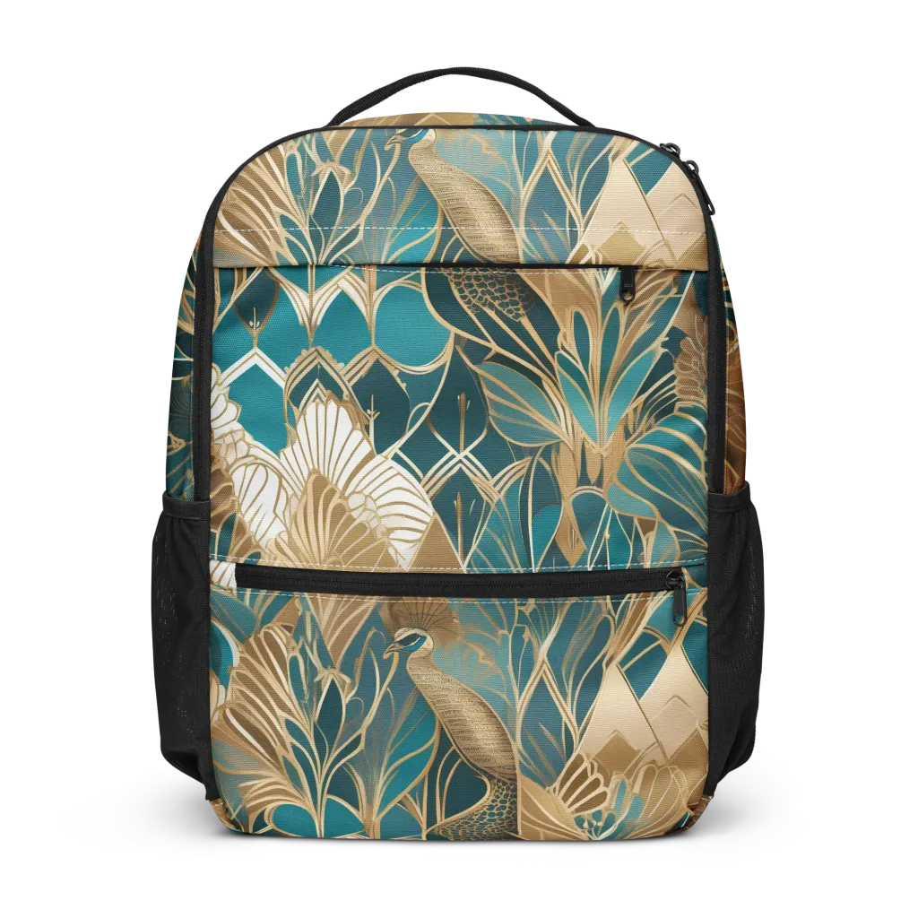 Gilded Peacock Garden on Utility Backpack — Front