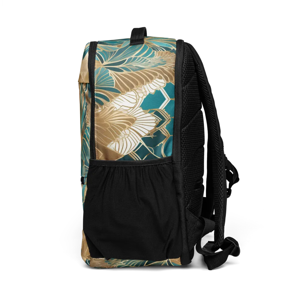 Gilded Peacock Garden on Utility Backpack — Left