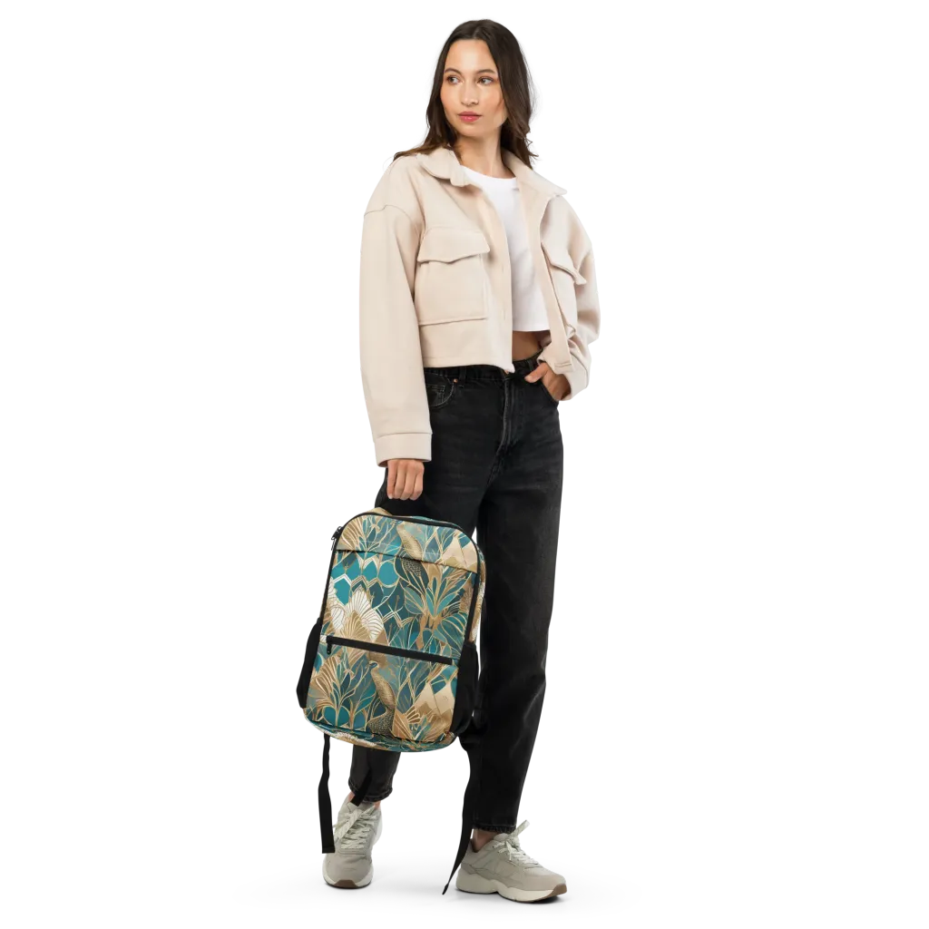 Gilded Peacock Garden on Utility Backpack — Front