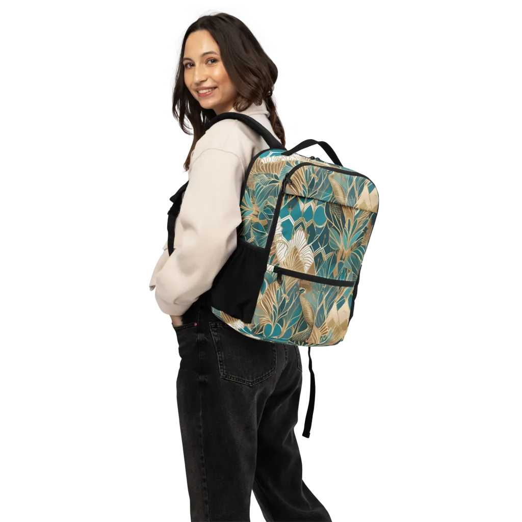 Gilded Peacock Garden on Utility Backpack — Back