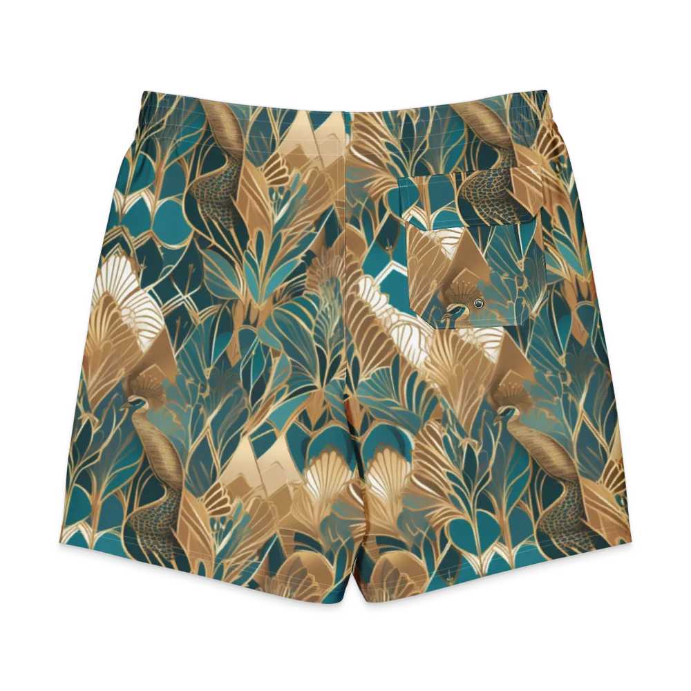 Gilded Peacock Garden on Men's Board Shorts — Back
