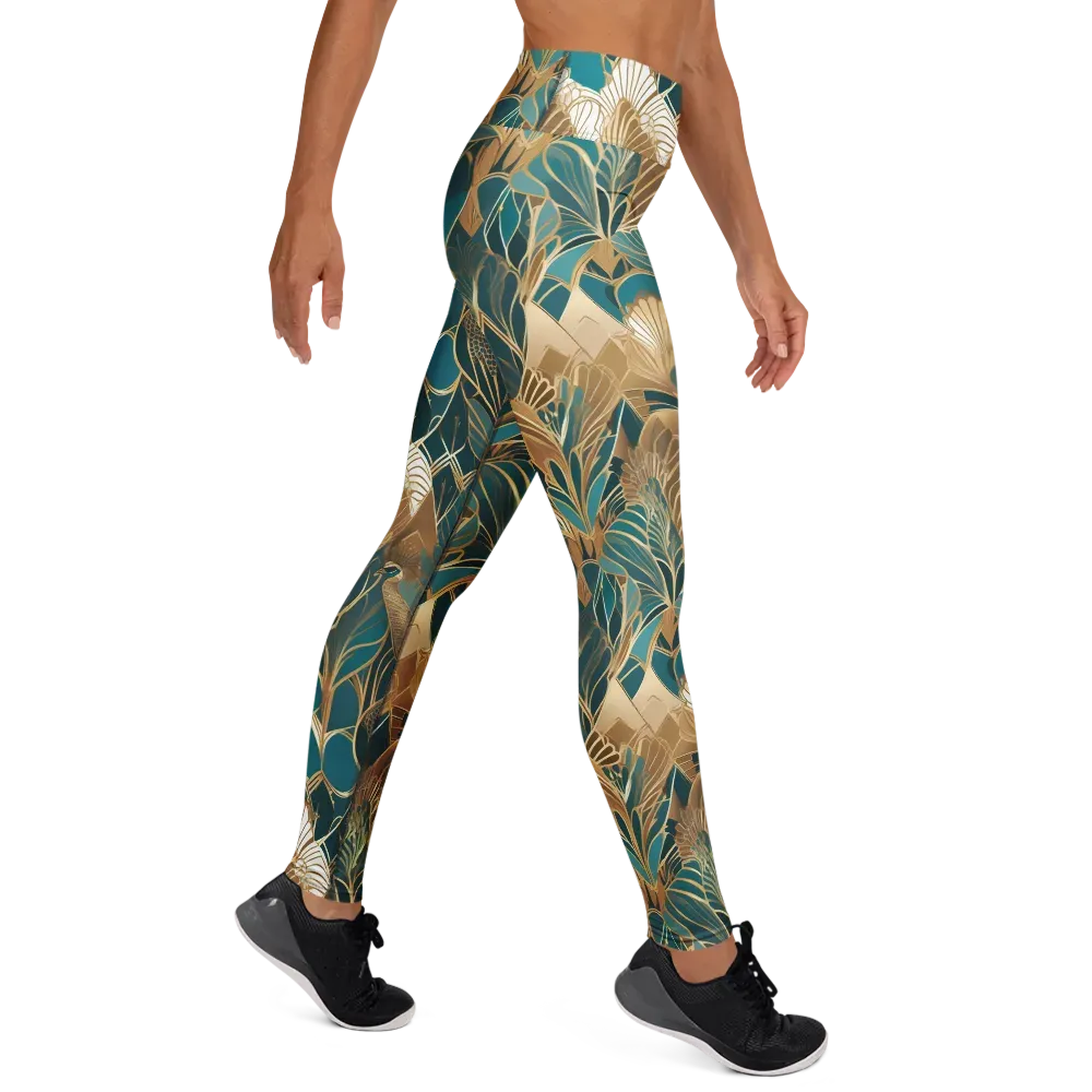 Gilded Peacock Garden on Yoga Leggings — Right