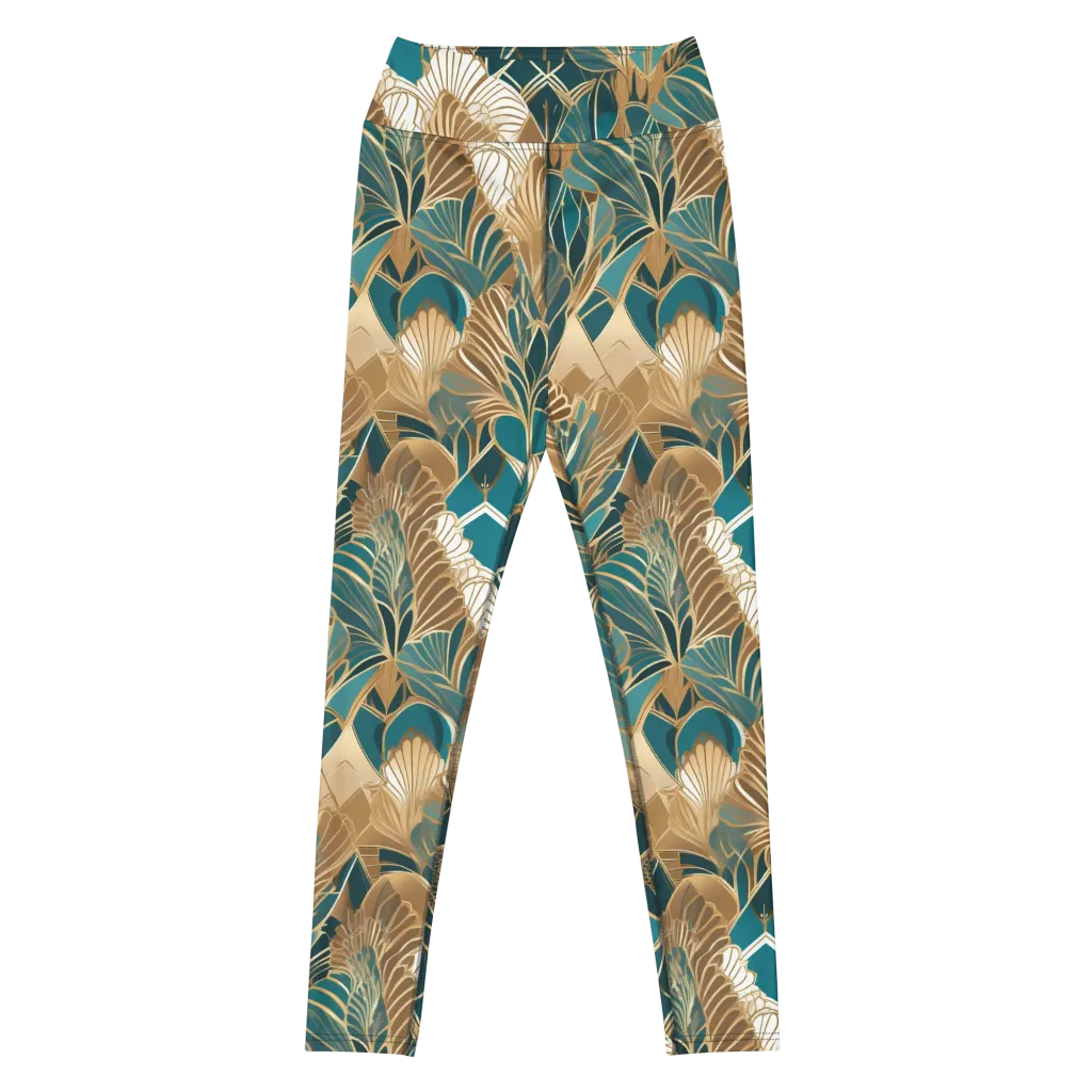 Gilded Peacock Garden on Yoga Leggings — Front