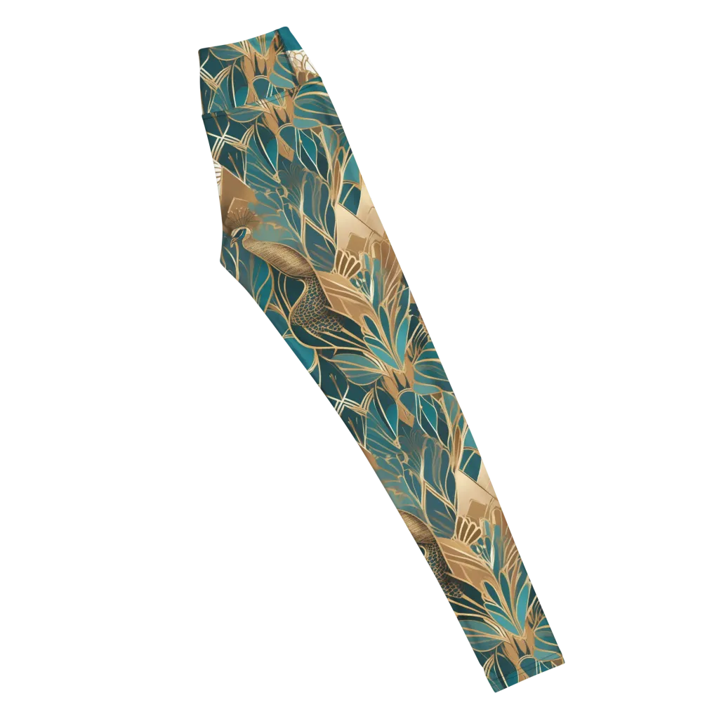 Gilded Peacock Garden on Yoga Leggings — Right