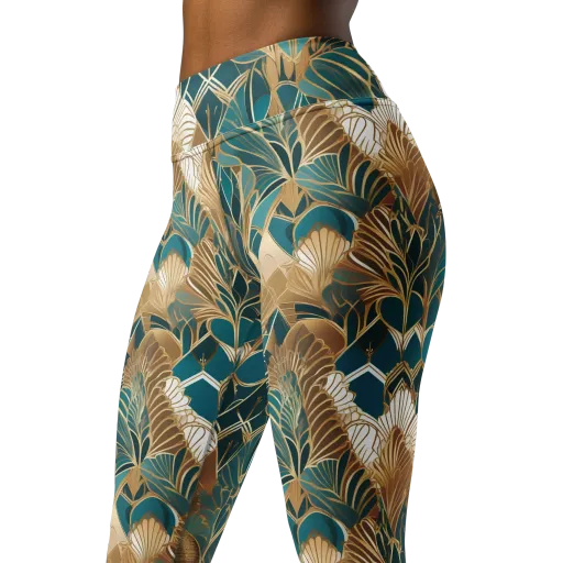 Gilded Peacock Garden on a Yoga Leggings