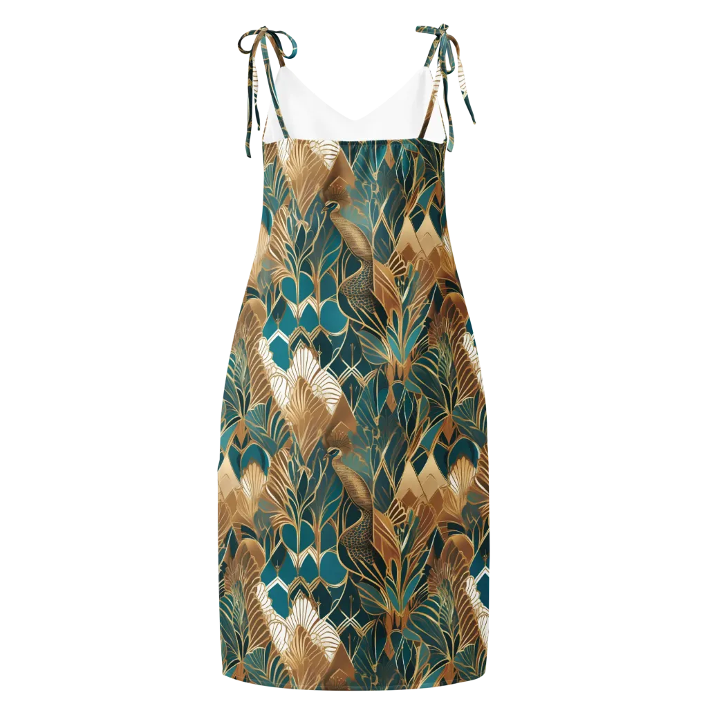 Gilded Peacock Garden on Slip Dress — Back