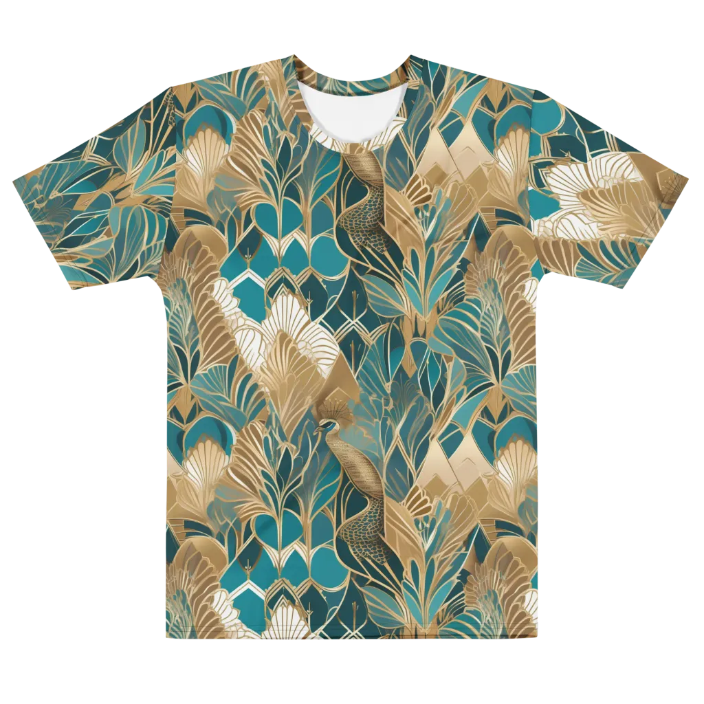 Gilded Peacock Garden on Men's Cotton Crew Neck T-Shirt — Front
