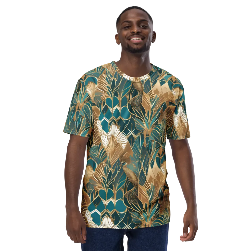 Gilded Peacock Garden on Men's Crew Neck T-Shirt — Front