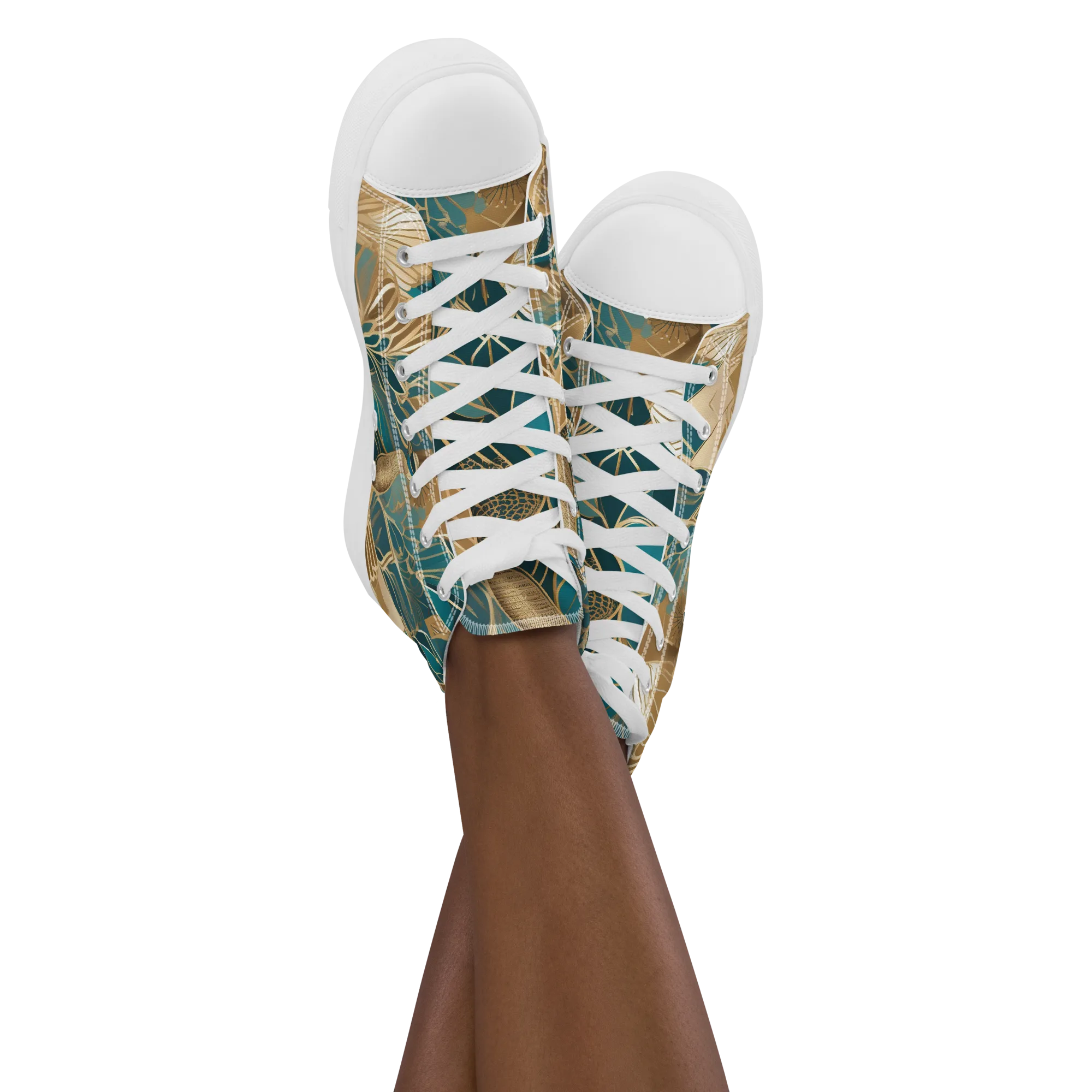 Gilded Peacock Garden on Women's High Top Canvas Shoes — Front