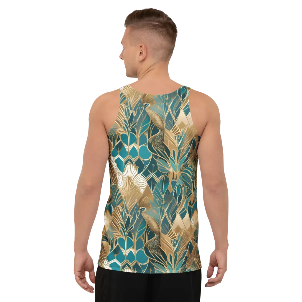 Gilded Peacock Garden on Men's Tank Top — Back