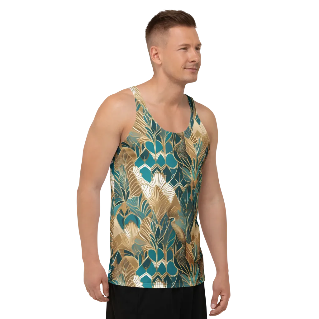 Gilded Peacock Garden on Men's Tank Top — Right Front