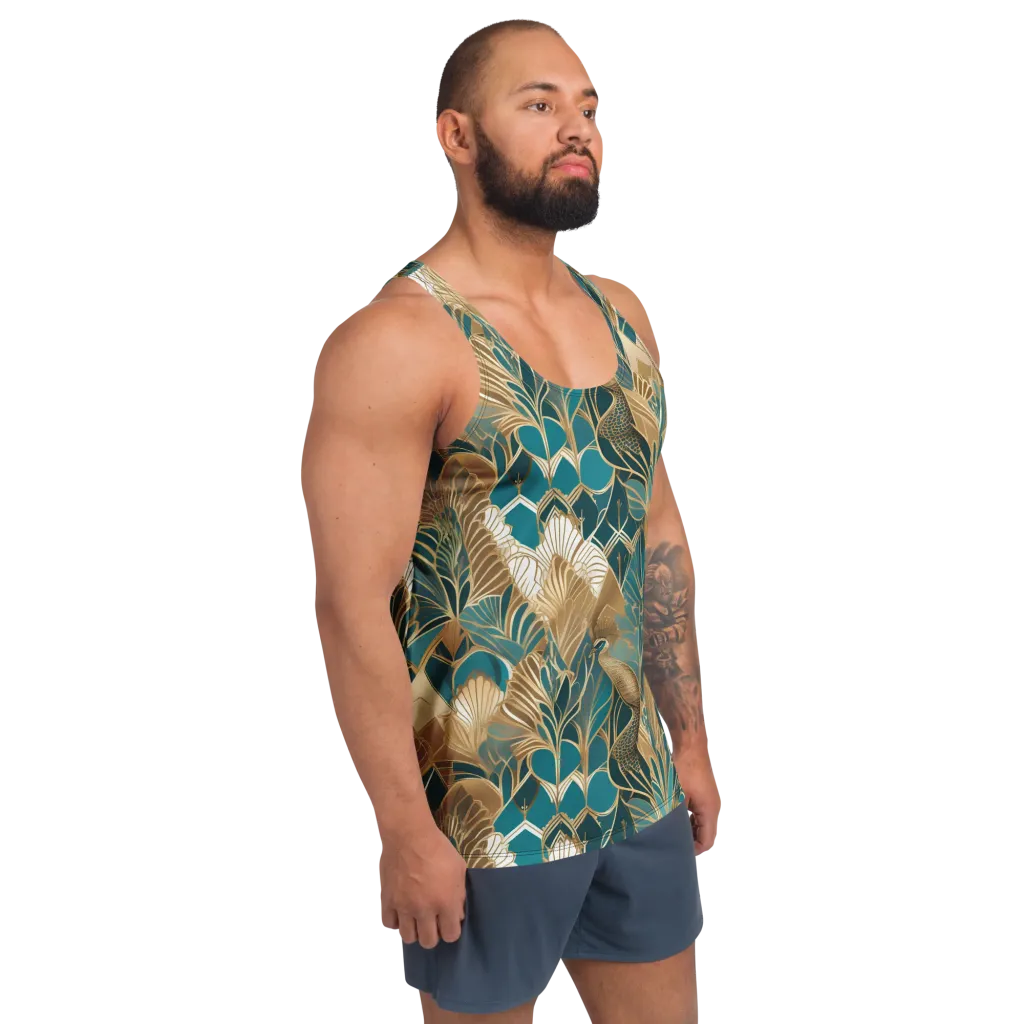 Gilded Peacock Garden on Men's Tank Top — Right Front
