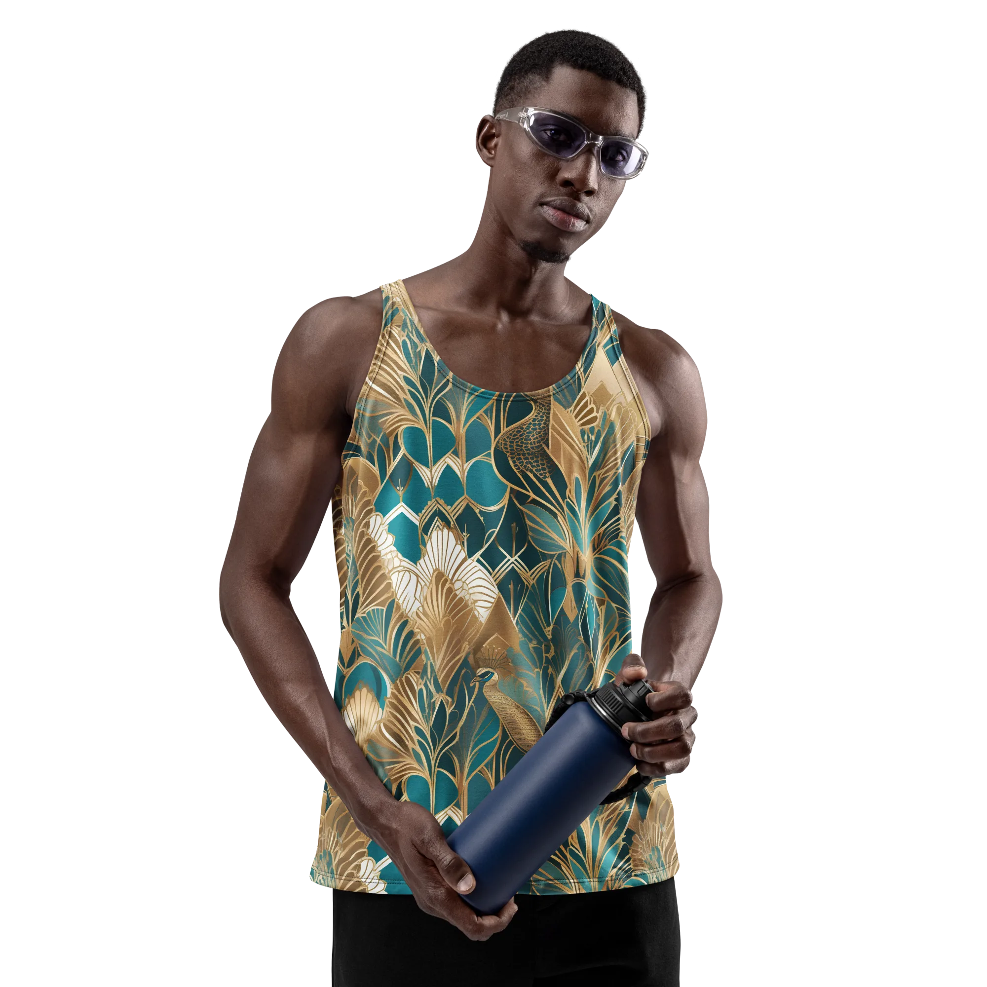 Gilded Peacock Garden on Men's Tank Top — Front