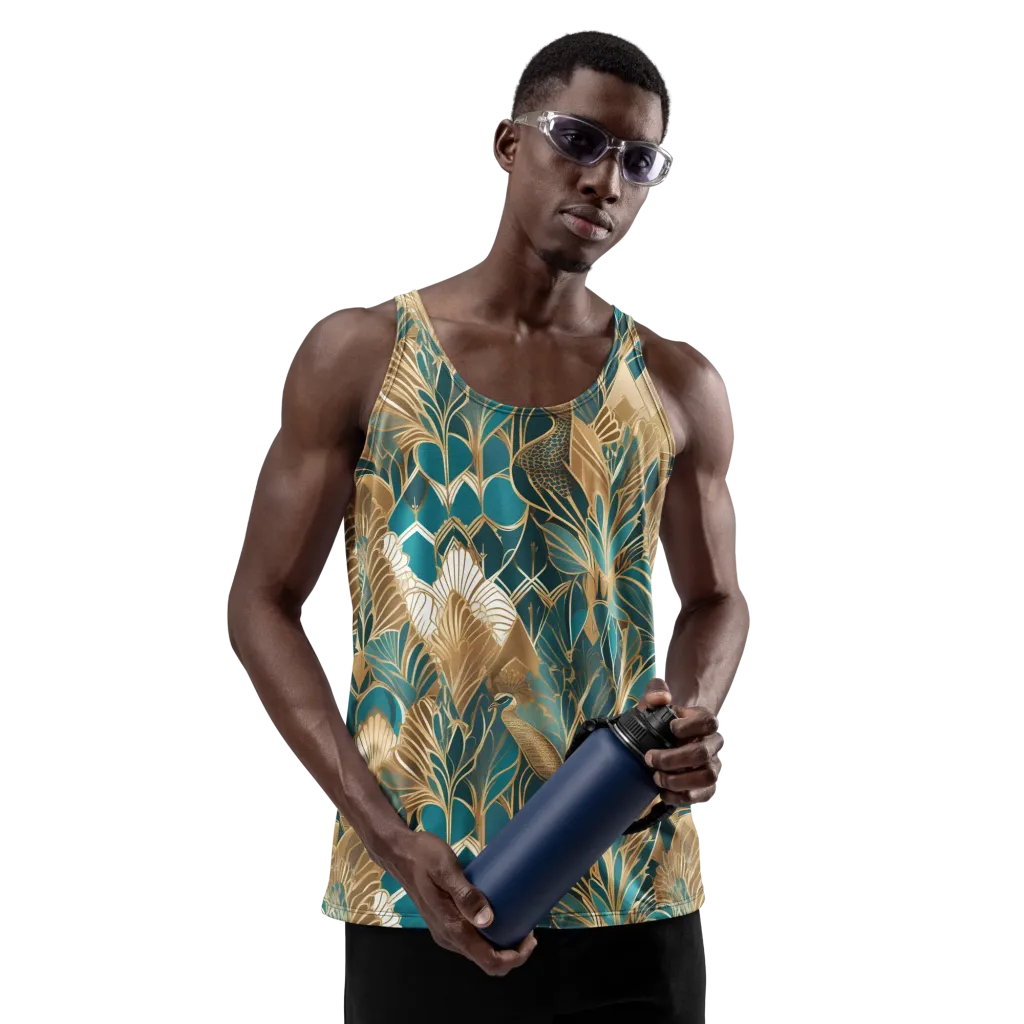 Gilded Peacock Garden on Men's Tank Top — Front