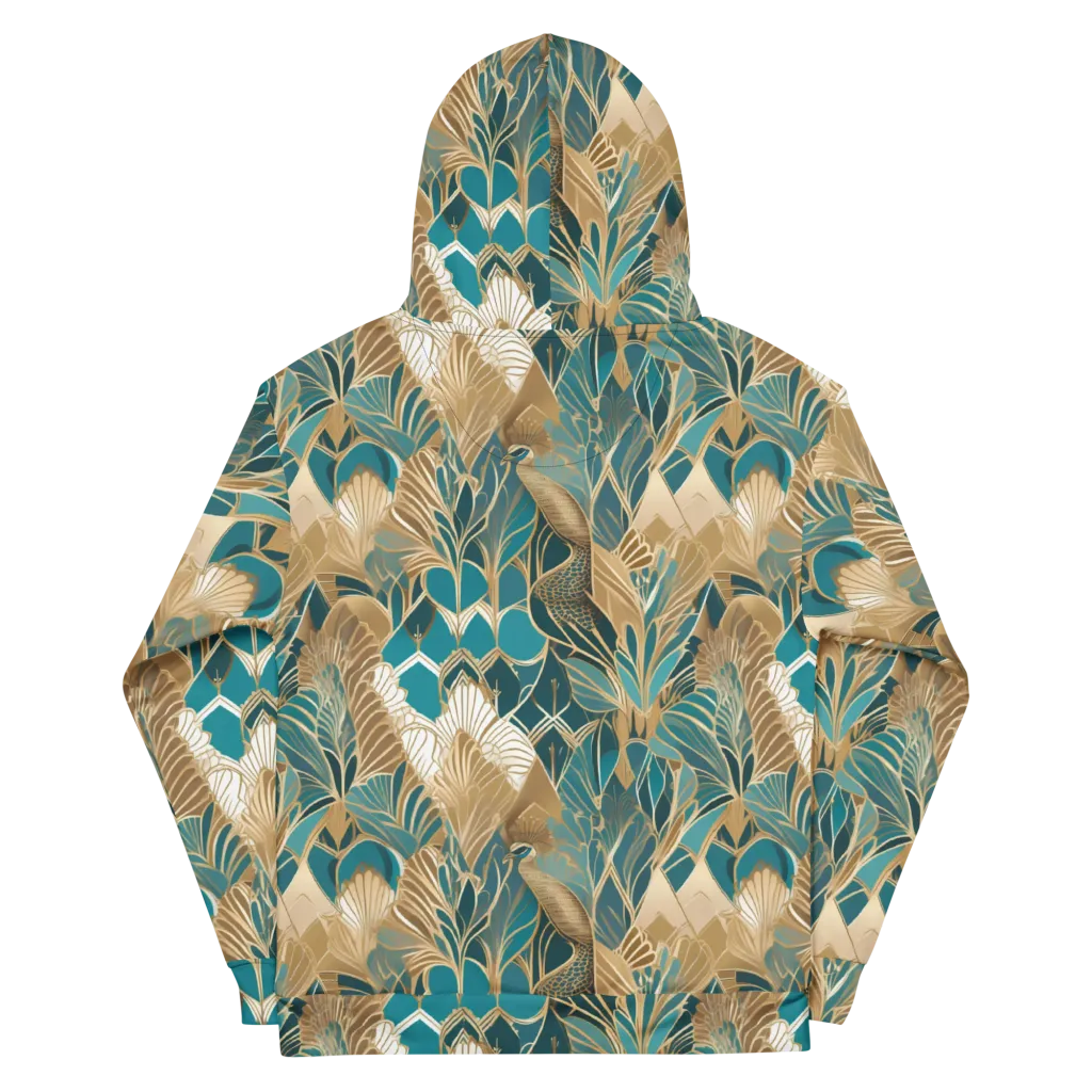 Gilded Peacock Garden on Cotton Hoodie — Back