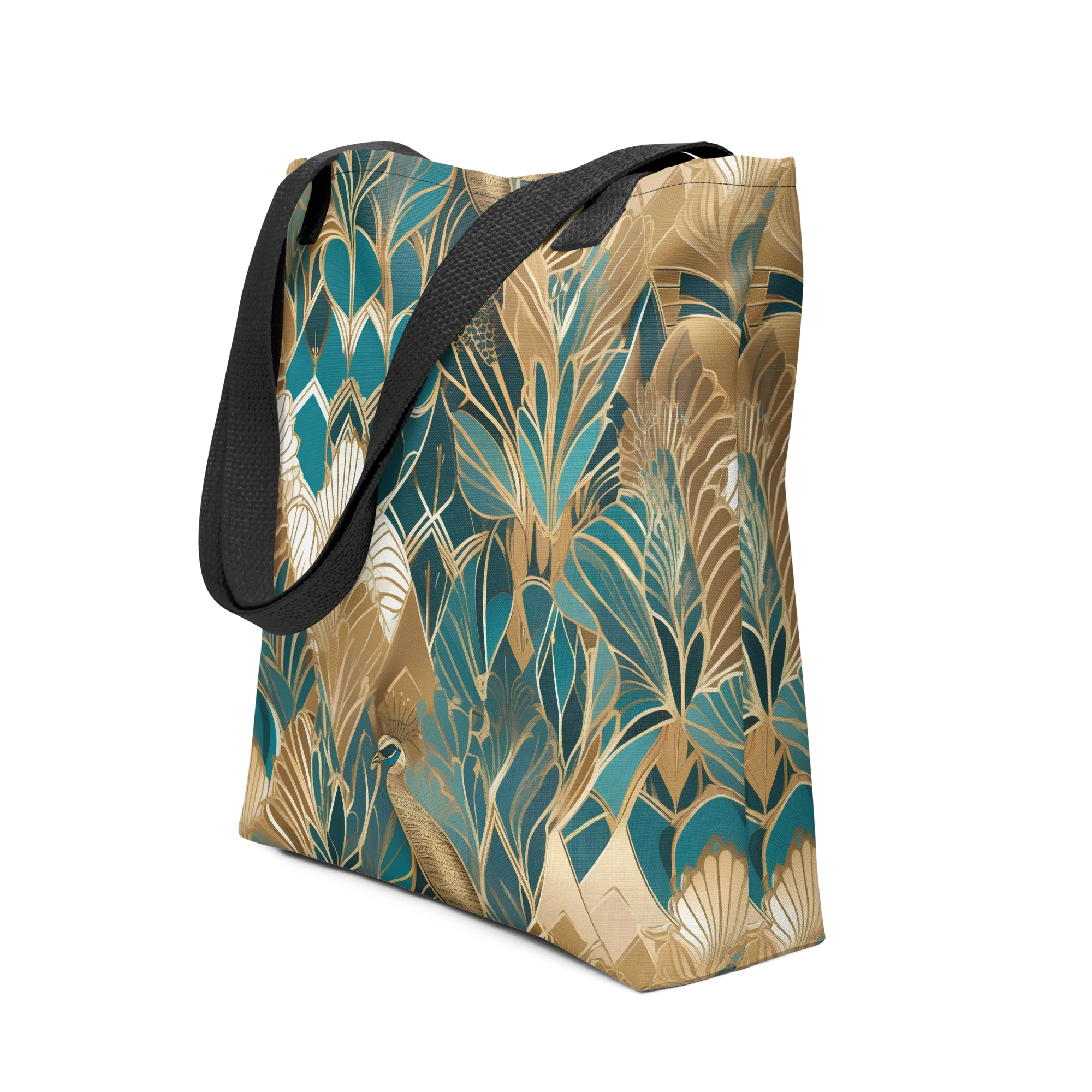 Gilded Peacock Garden on Tote Bag — Front