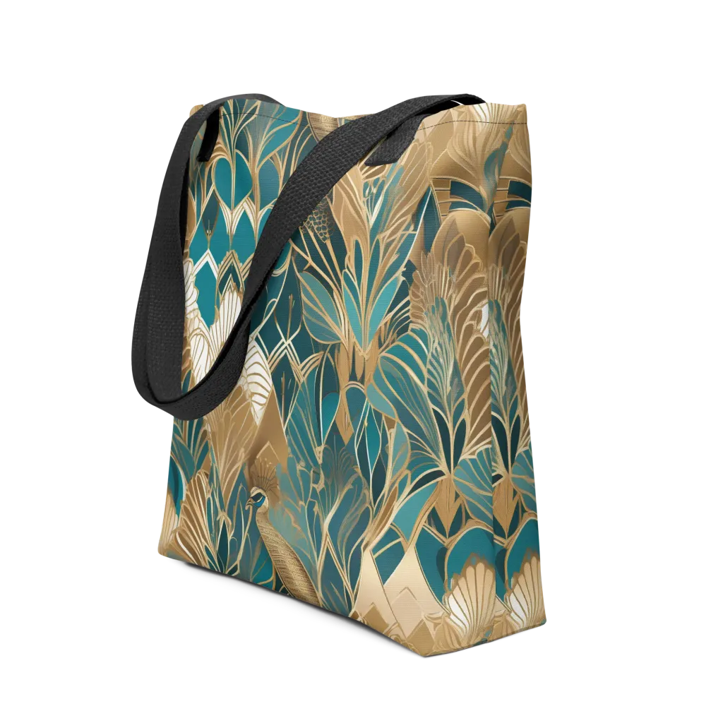 Gilded Peacock Garden on Tote Bag — Front