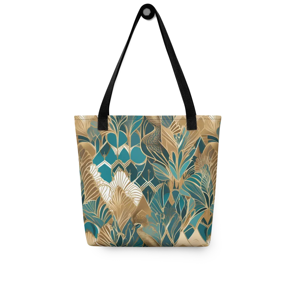 Gilded Peacock Garden on Tote Bag — Front
