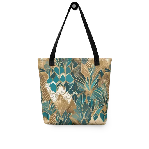 Gilded Peacock Garden on a Tote Bag