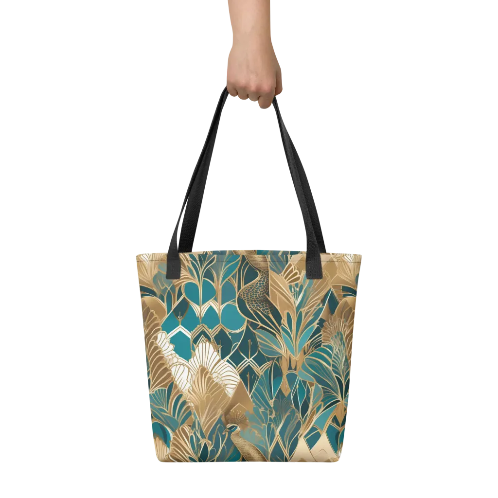 Gilded Peacock Garden on Tote Bag — Front