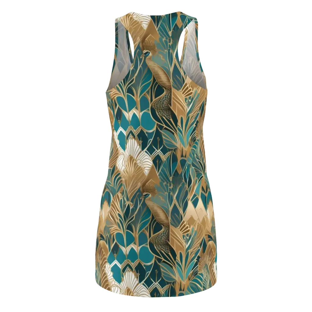 Gilded Peacock Garden on Racerback Dress — Back