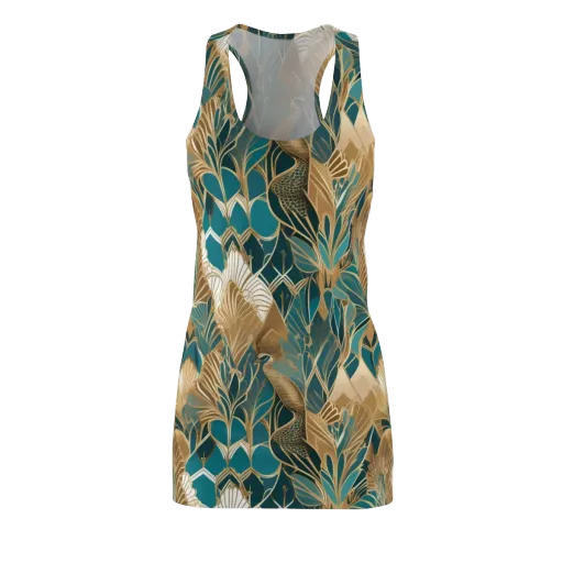 Gilded Peacock Garden on a Racerback Dress