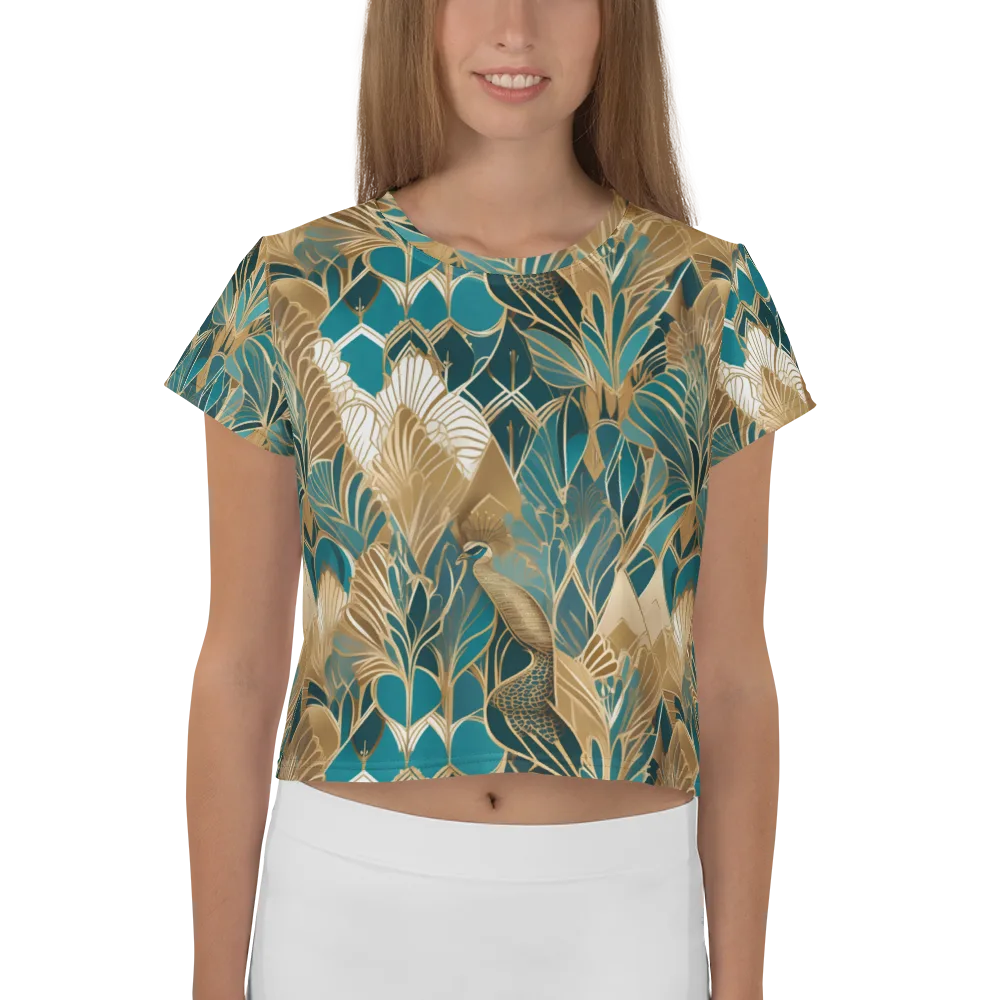 Gilded Peacock Garden on Crop Tee — Front