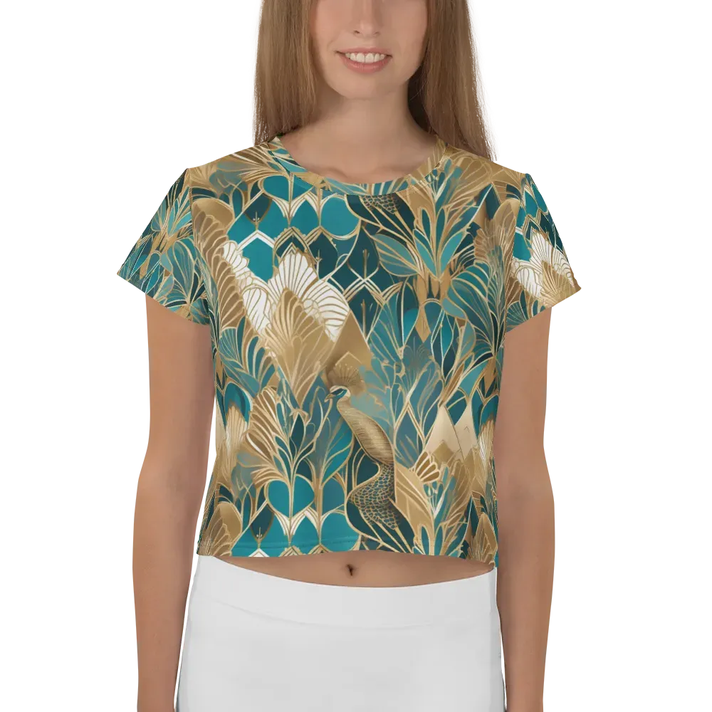Gilded Peacock Garden on Crop Tee — Front