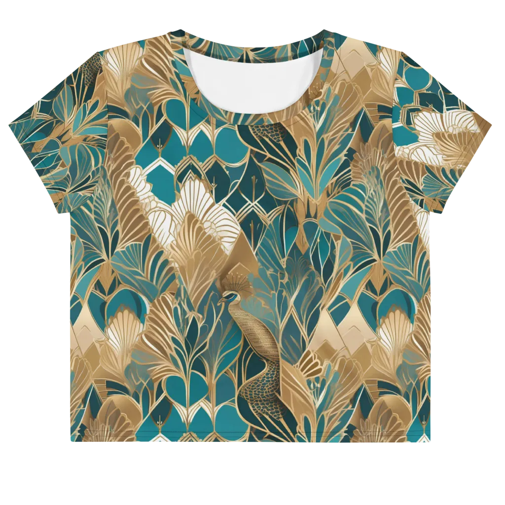 Gilded Peacock Garden on Crop Tee — Front