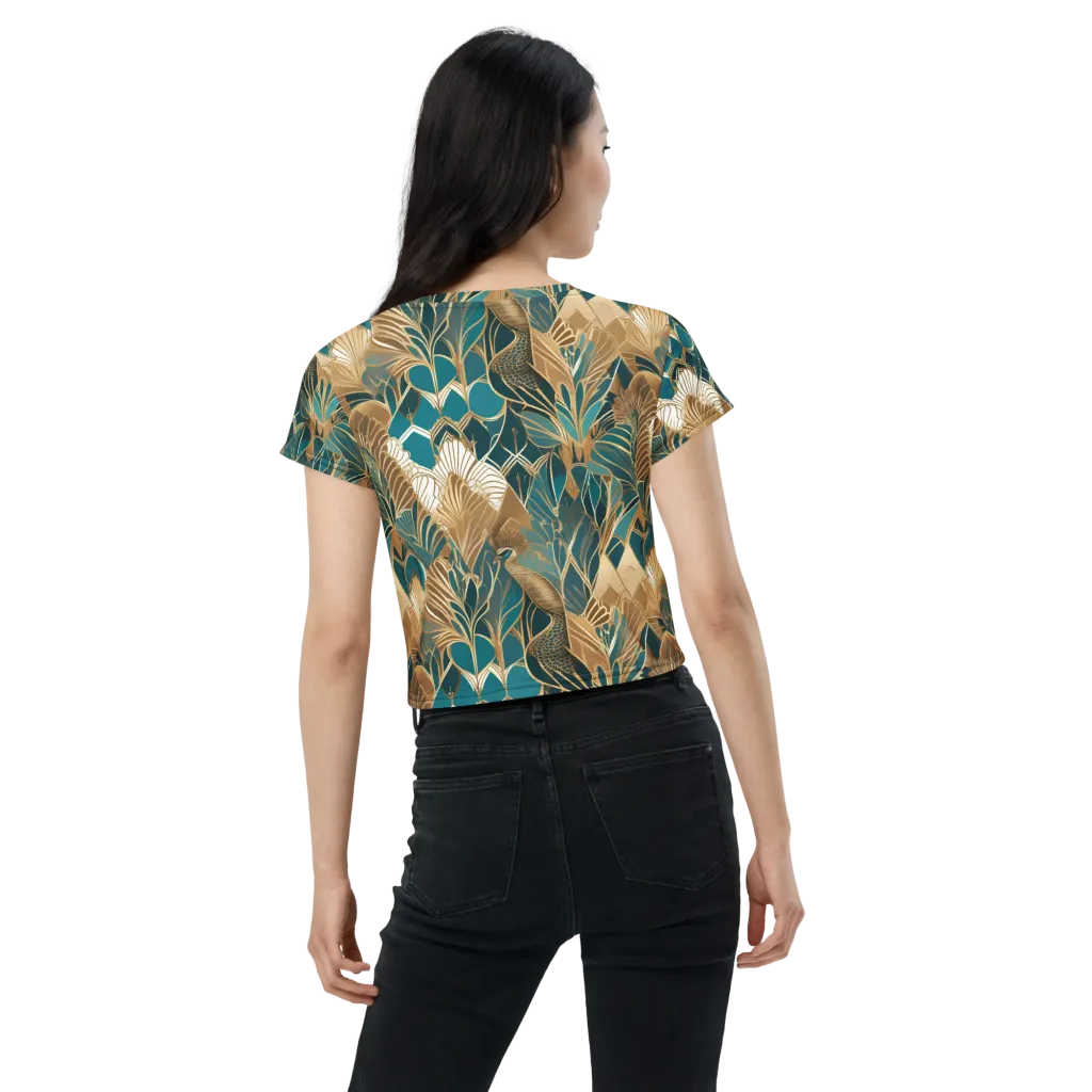 Gilded Peacock Garden on Crop Tee — Back