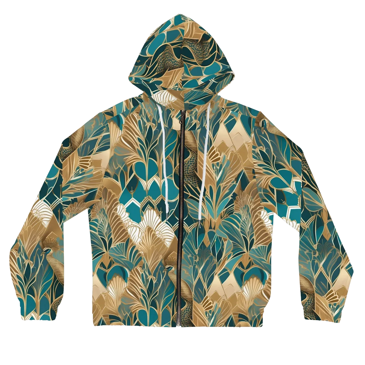 Gilded Peacock Garden on Women's Full-Zip Hoodie — Front