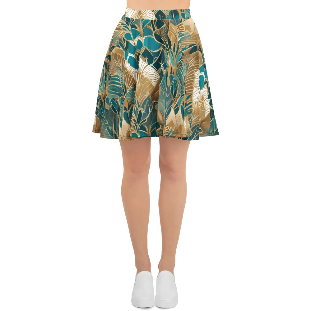 Gilded Peacock Garden on Skater Skirt — Front