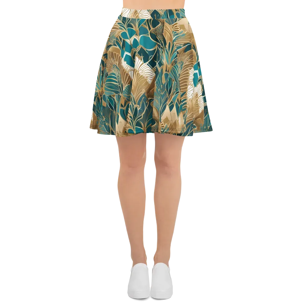 Gilded Peacock Garden on Skater Skirt — Front
