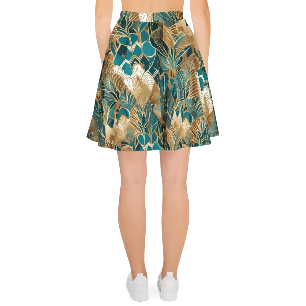 Gilded Peacock Garden on Skater Skirt — Back