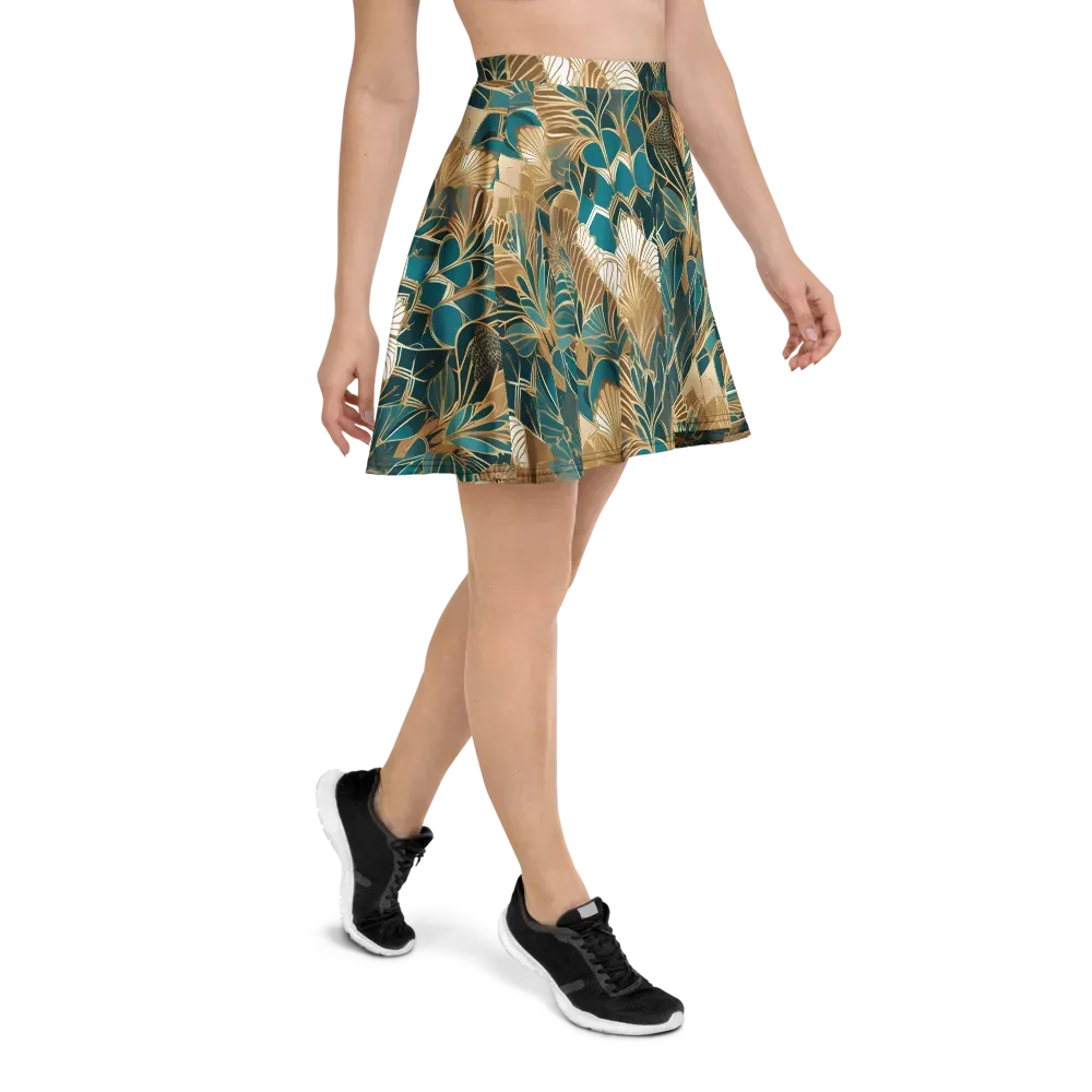 Gilded Peacock Garden on Skater Skirt — Right