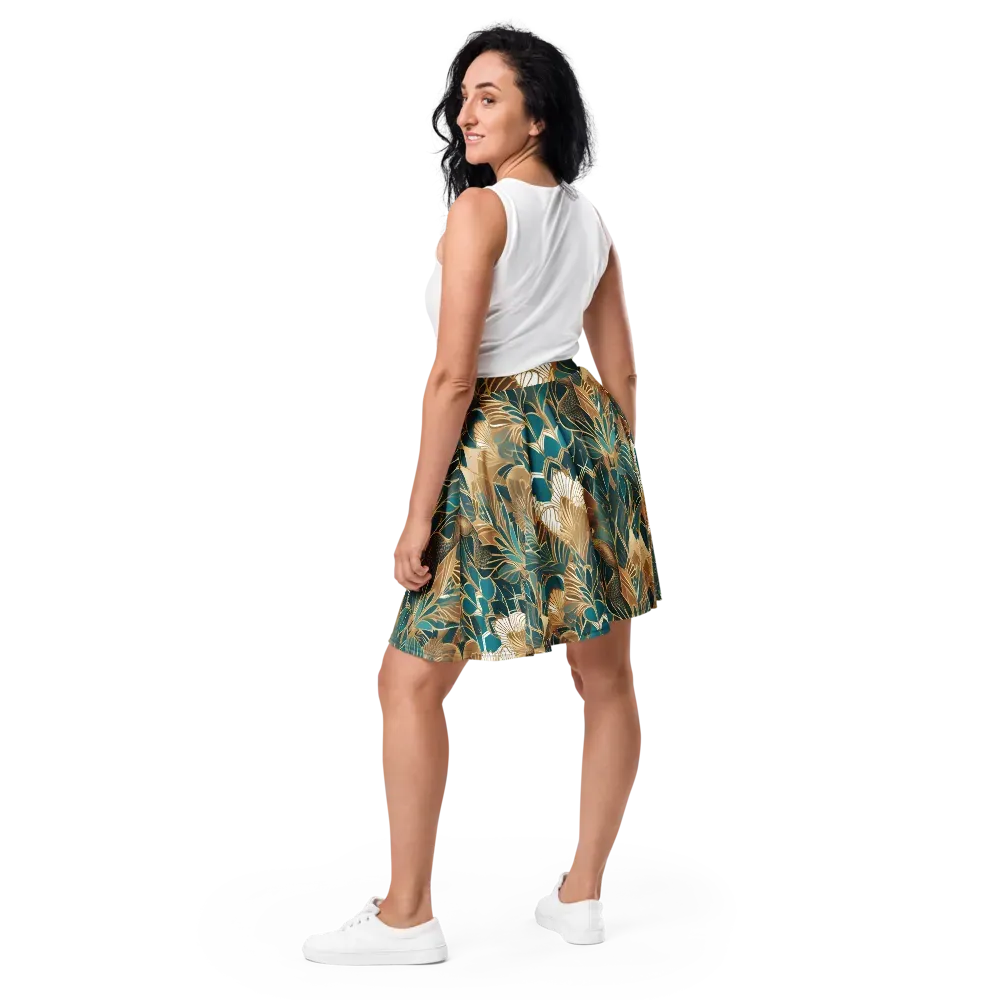 Gilded Peacock Garden on Skater Skirt — Back