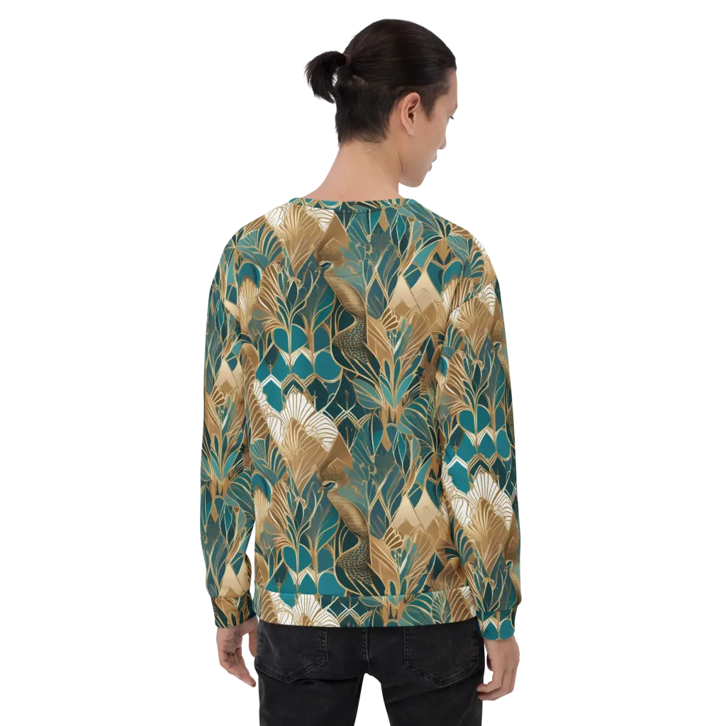 Gilded Peacock Garden on Sweatshirt — Back