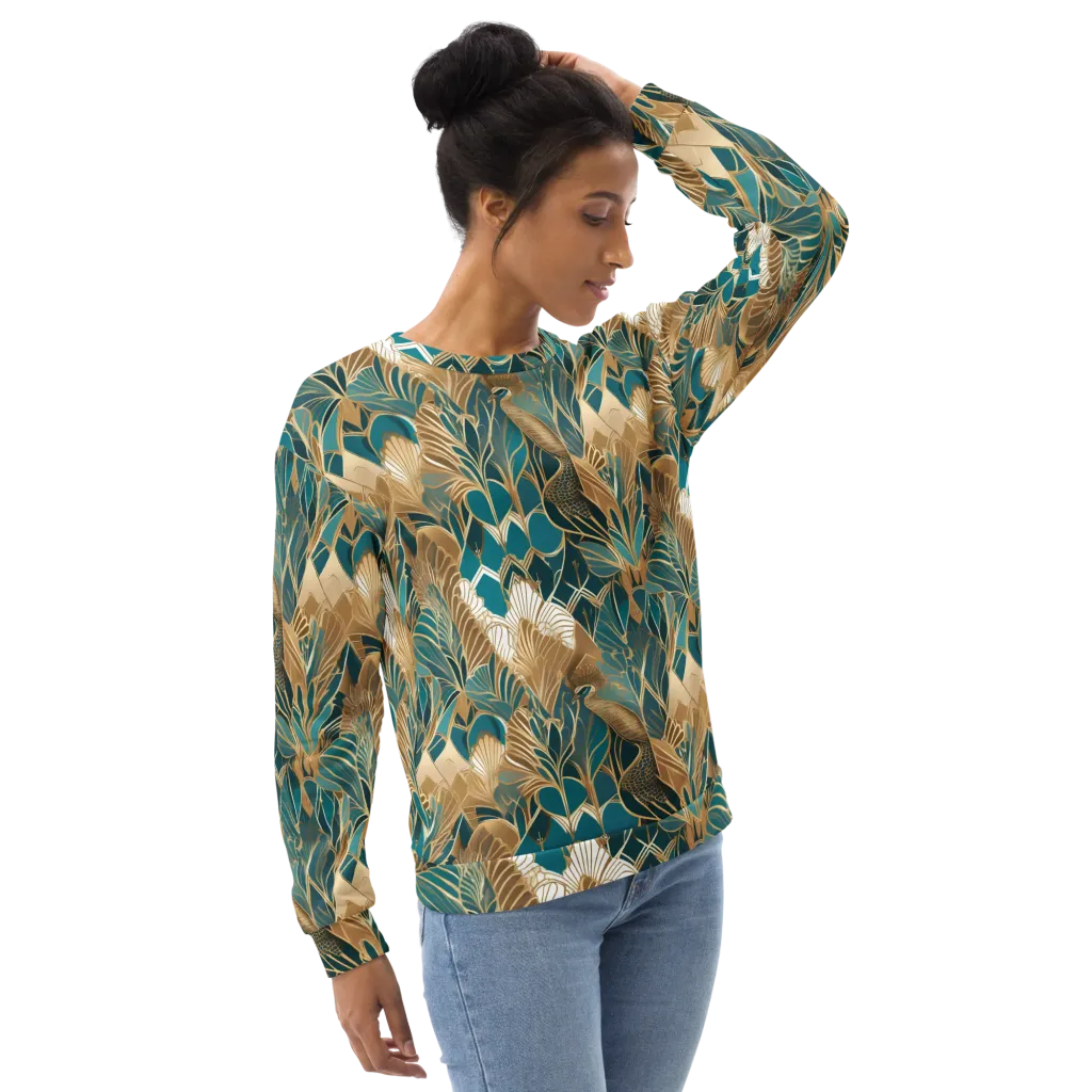 Gilded Peacock Garden on Sweatshirt — Right Front