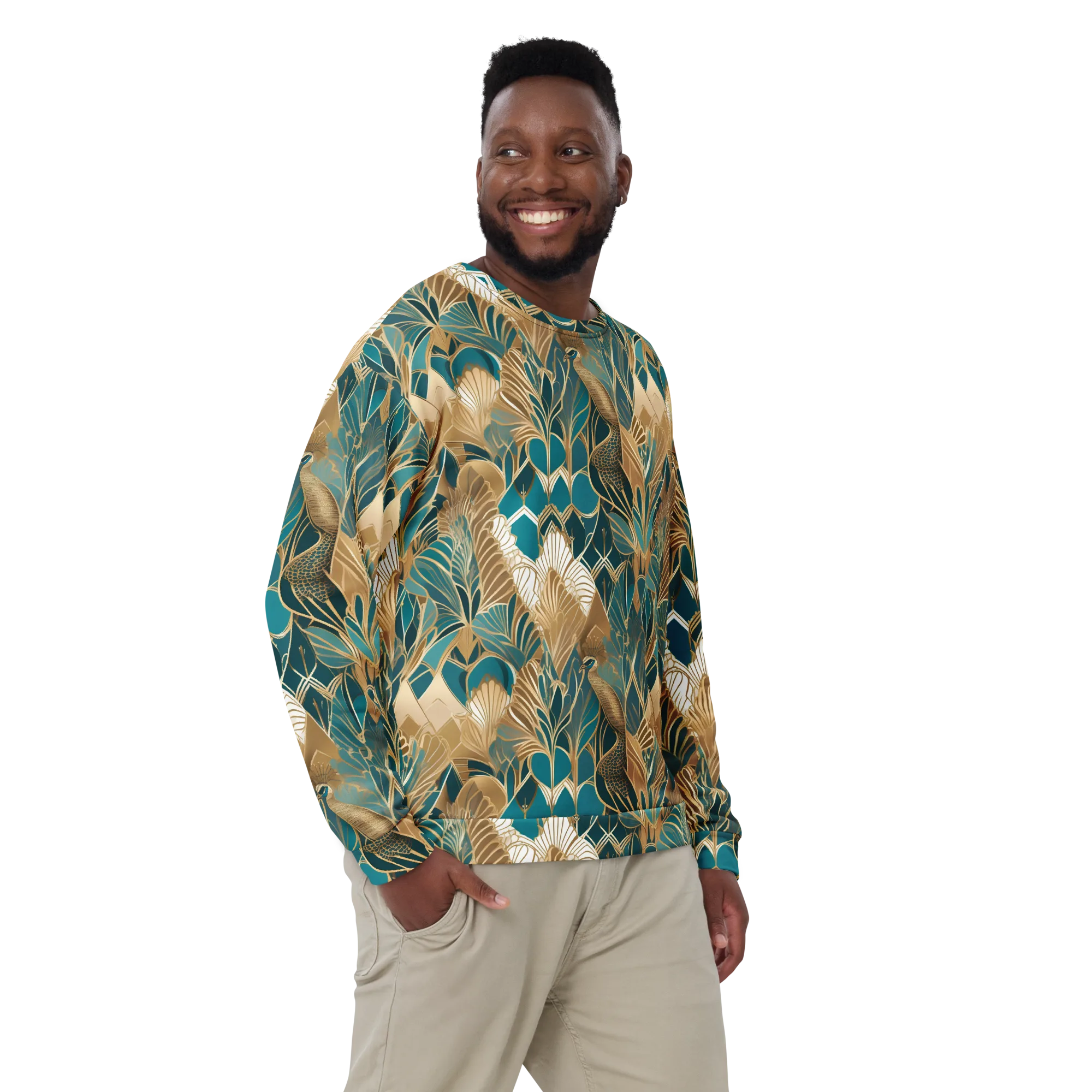 Gilded Peacock Garden on Sweatshirt — Front