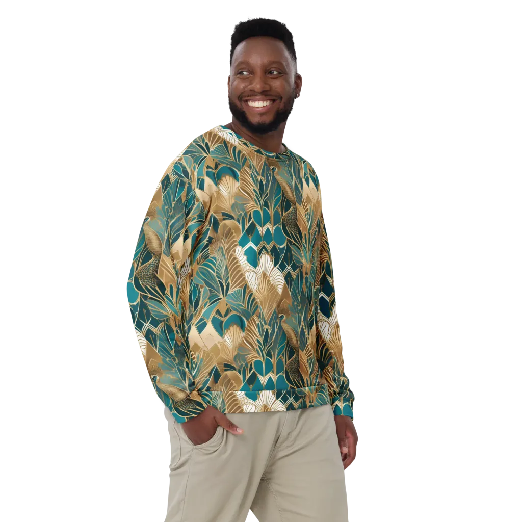 Gilded Peacock Garden on Sweatshirt — Front