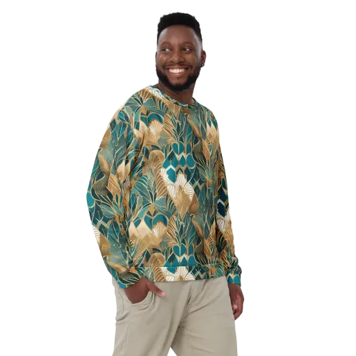 Gilded Peacock Garden on a Sweatshirt